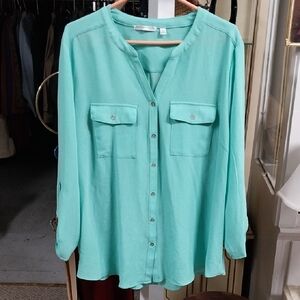 Notations Aqua Button-Down Shirt